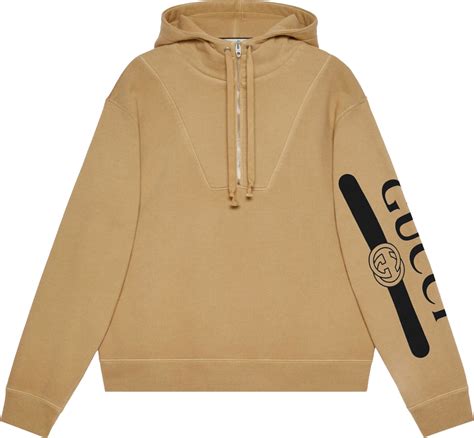 gucci zip hoodie|gucci trim tan hoodie sweatshirt.